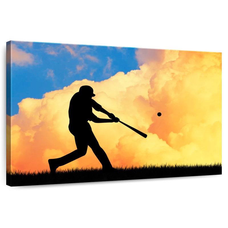 Baseball Sireci au coucher du soleil, H 16 po x l 24 po