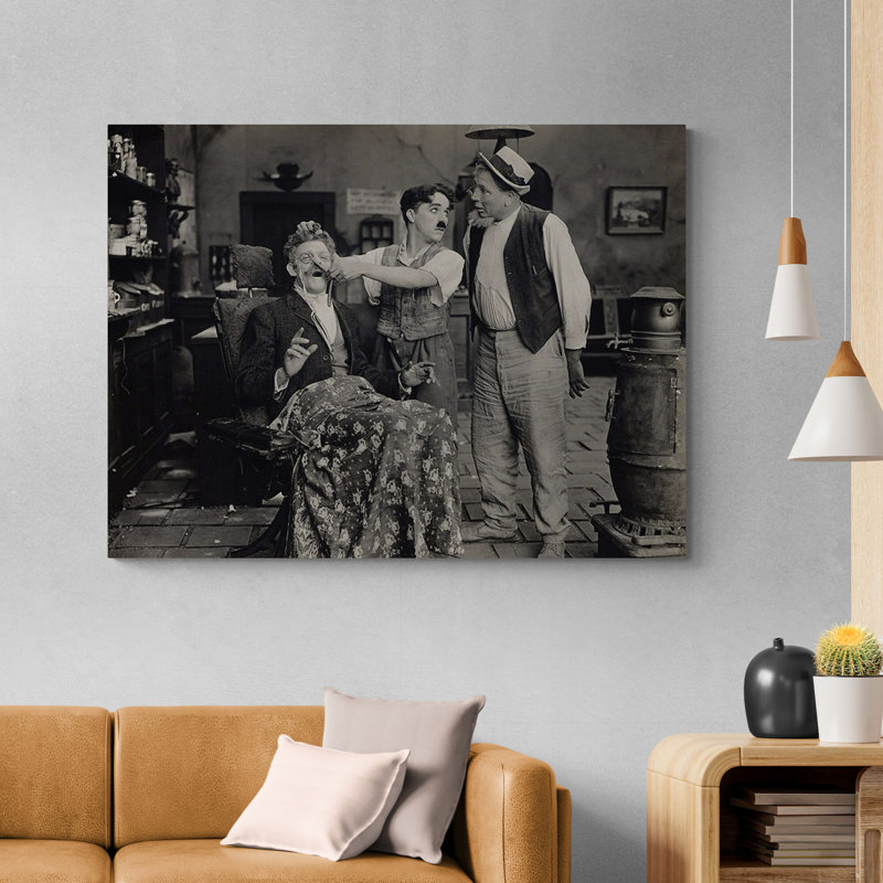 Charlie Chaplin Barbers - Movie - Wrapped Canvas Print, 41cm H x 61cm W