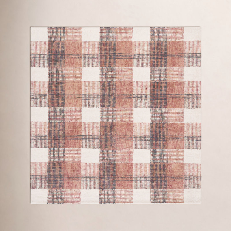 Hand-Tufted Wool Plaid Rug, Square 6'