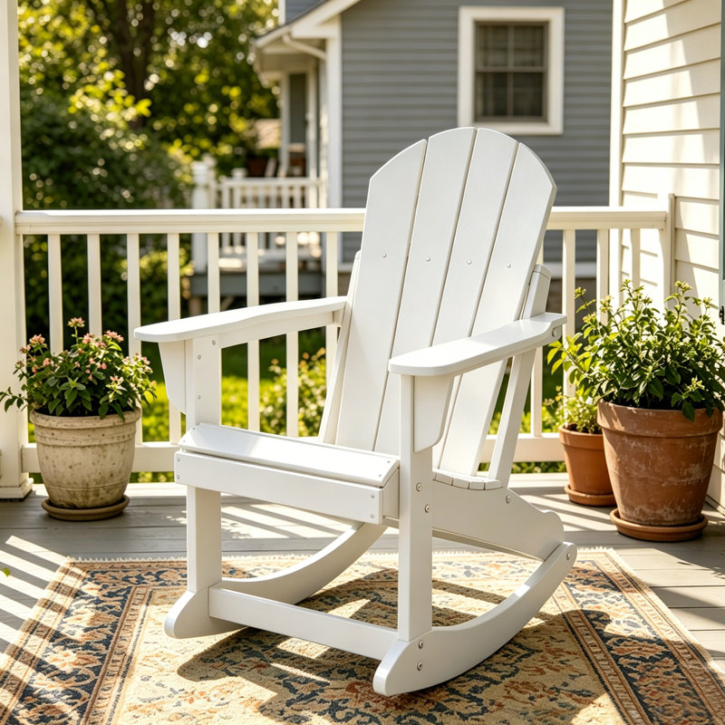 All Weather Adirondack Rocking Chair, White