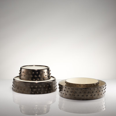 Djembe Metal Posh & Luxe Decorative Bowl in Coffee/Cream