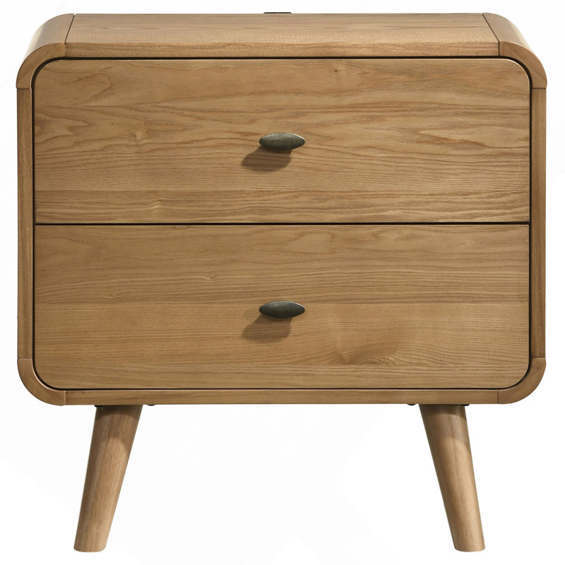 Table de chevet 2 tiroirs Light Ash, Brun