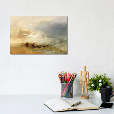 Wreckers - Coast Of Northumberland, With A Steam Boat Assisting A Ship Off Shore, 1834 by J.M.W. Turner - Wrapped Canvas Painting