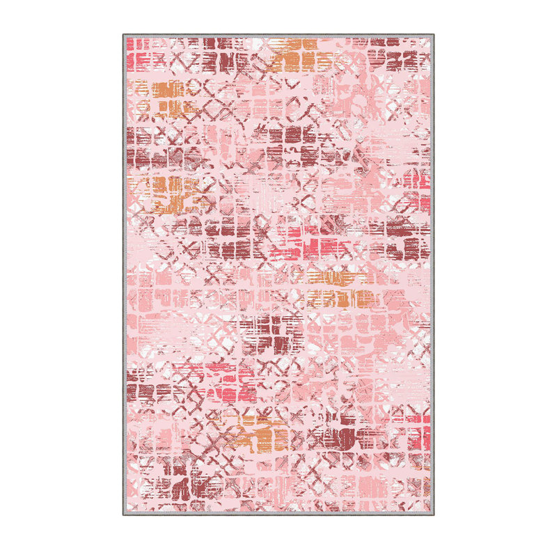 Tapis en polyester tissé à la machine Maurer - rouge / ivoire, Rectangle 3 pi 11 po x 5 pi 11 po