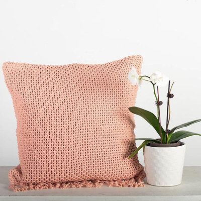 Fringed Cotton Blend Reversible Pillow Cover