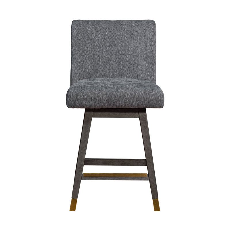 ISABELLA 26" COUNTER HEIGHT-Grey Solid Wood with Grey Fabric Seat