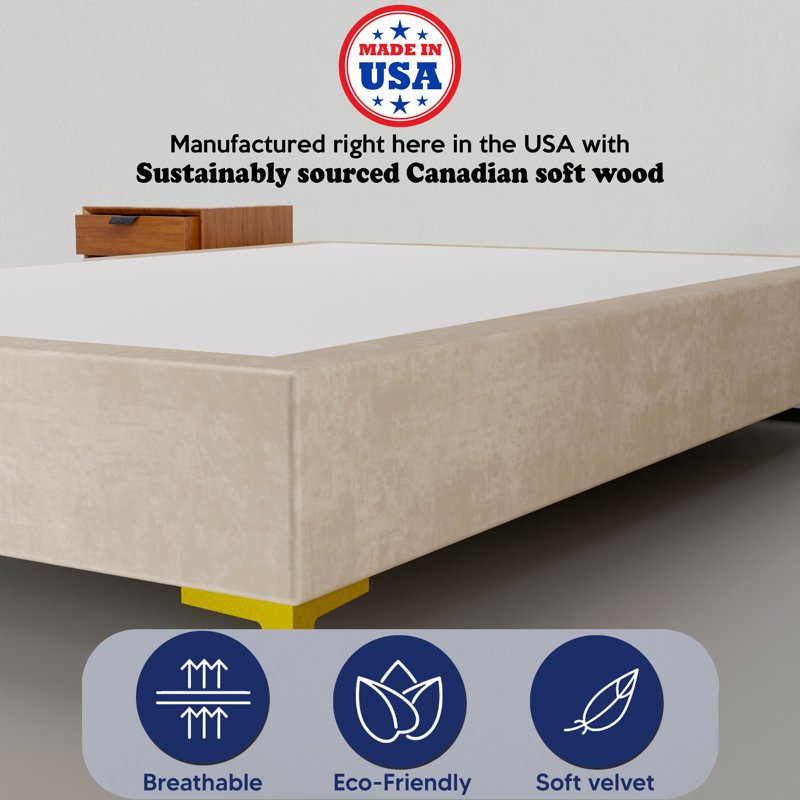 Kaslik Solid Wood Bed, 14" H x 44" W x 75" L, Beige