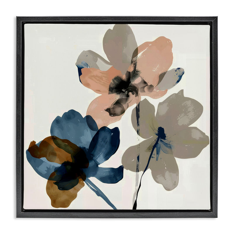 Art mural sur toile flottant encadré de pétales de fleurs terreux par Irena Orlov, Cadre flottant noir de jais