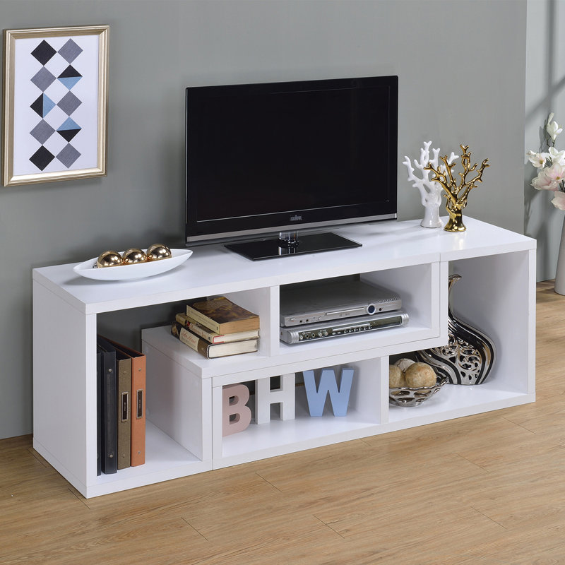 All-in-One White Convertible TV Console & Bookcase - Versatile for Any Space