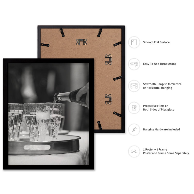 Verser du champagne No3, 08"H x 10"W, Poster, Black Framed
