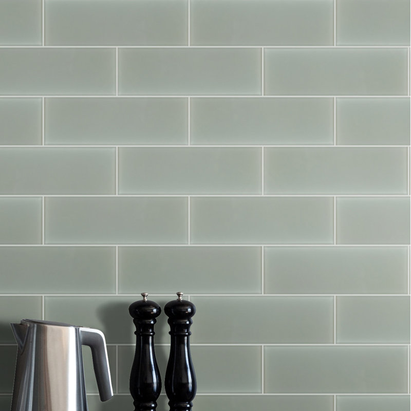 Rivella Subway 4 in. x 12 in. Glossy Glass Wall Tile, Eucalypt