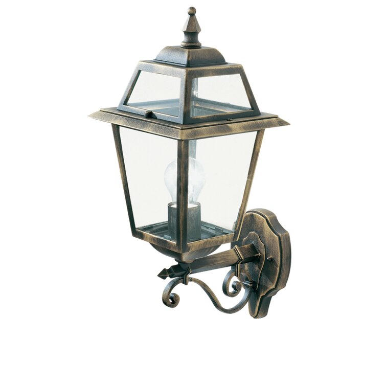 Carrico Black;Gold 50cm H Frosted Glass Outdoor Wall Lantern