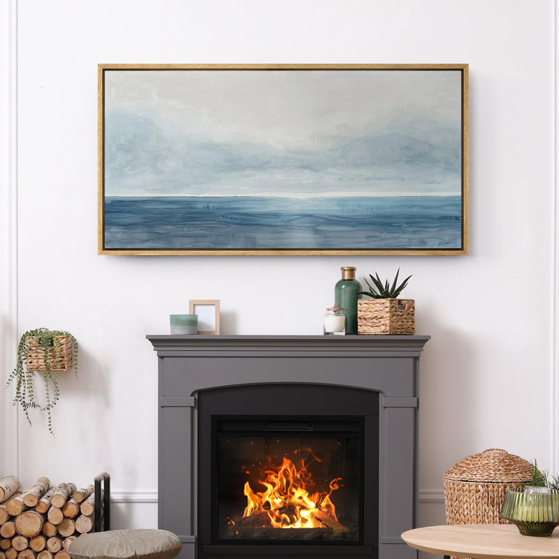 Coastal Beach " Tranquil Horizons The Calm Of A Seascape Modern Art Calm Warm Extra Large Artwork Pictures ", 30" H x 60" W