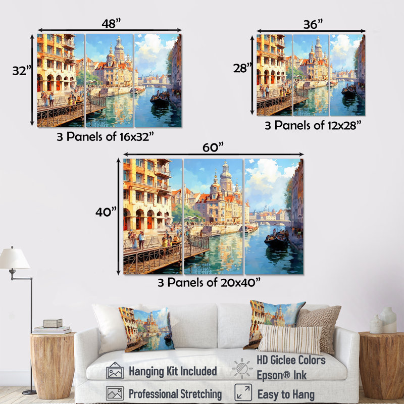 Ensemble de salon Venise City Of Love I - Venice Wall Art, H 28 po x l 36 po x P 1 po