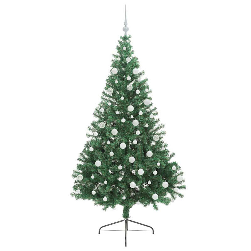  Artificial Pre-lit Christmas Tree PVC, Green/White, 5.91' H