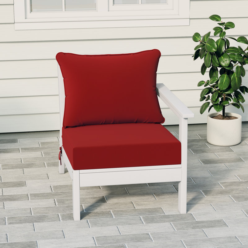 Fauteuil à assise profonde avec coussins profonds, Red, Blanc