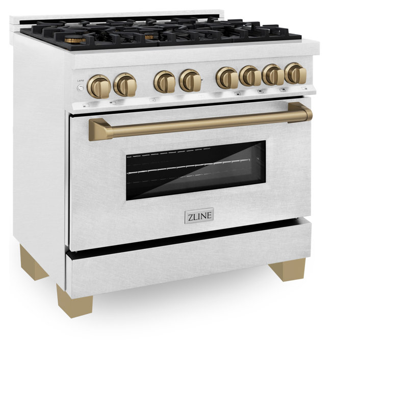 ZLINE Autograph Edition 36 in. 4.6 cu. ft. Legacy Dual Fuel Range with 6 Burner Gas Cooktop and Electric Convection Oven in Satin Stainless Steel
