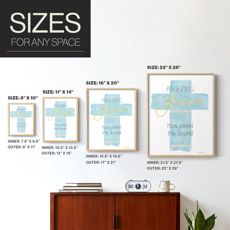 Impression encadrée «Amazing Grace» - bois massif, Natural, H 11 po x l 9 po