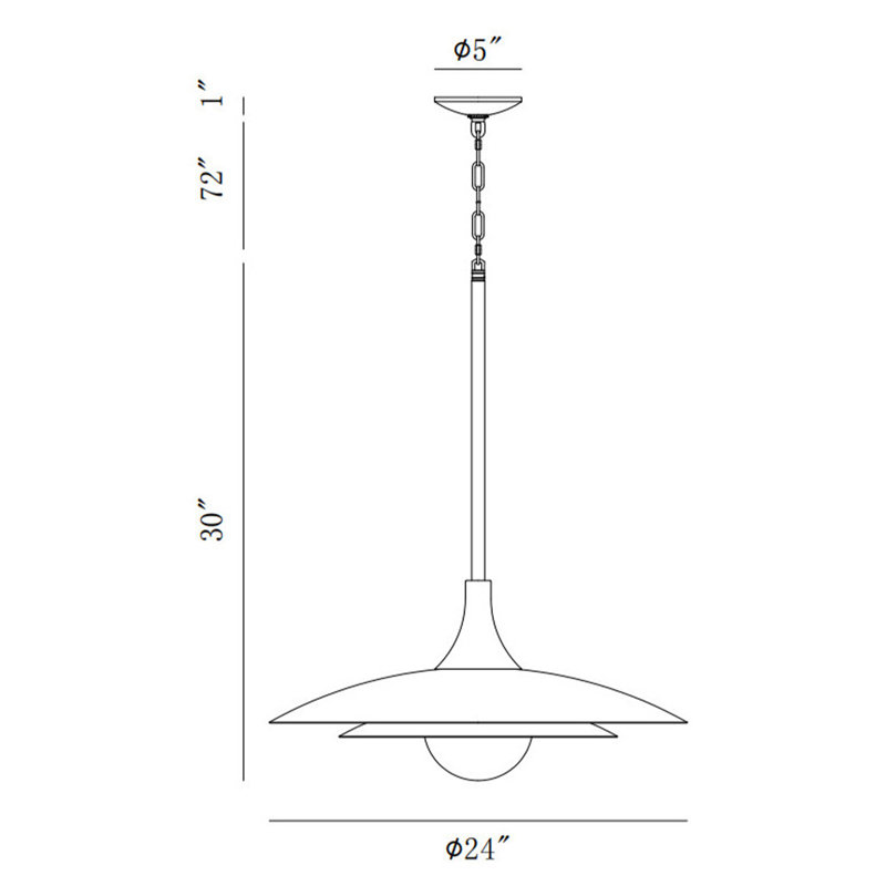 Luminaire suspendu 1 lumière DEL 24 po Welsh, Noir, noir, noir, noir