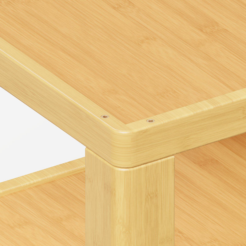 Solid Wood 3-Tier Rolling Side Table,walnut color, Yellow