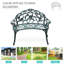 Banc de jardin avec motif floral et siège respirant en fonte d'aluminium, finition estampée
