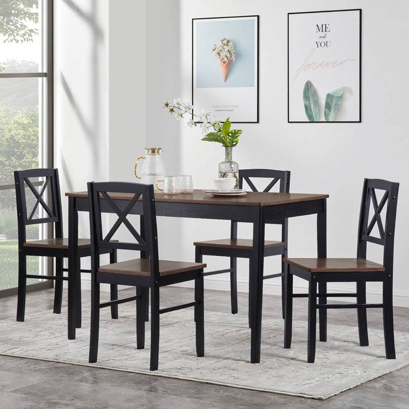 4 - Person Rectangular Solid Wood Top Dining Set