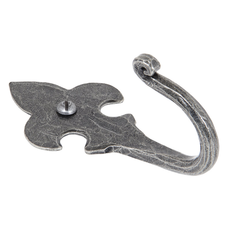Fleur-De-Lys Metal Wall Wall Hook, Pewter Patina