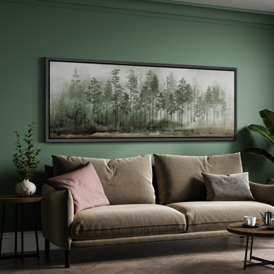 «Green Forest Trees Simple Landscape Extra Large», reproduction d'art sur toile encadrée