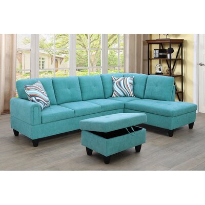 97"" Wide Right Hand Facing Sofa & Chaise with Ottoman -  Lifestyle Furniture, DU-997033B-3PCS