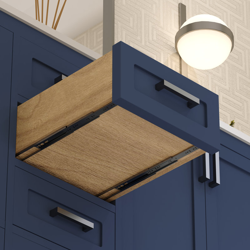 Navy Blue Pinewood Double Bathroom Vanity with Metal Pulls
