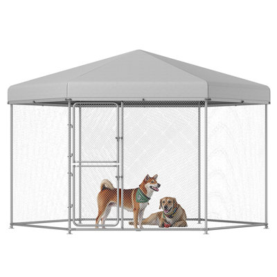 Niche pour chien d'extérieur en acier galvanisé 13,1 x 11,2 x 7,6 pi Edrosie Inc