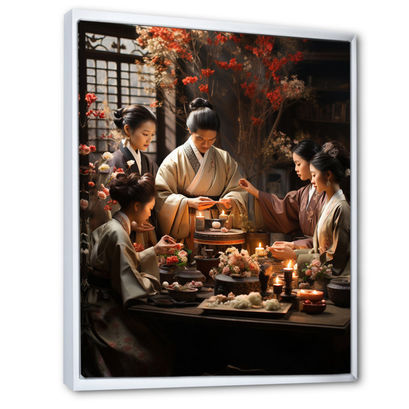 Carinna Asian Art Harmony In Tea IV, reproduction d'art sur toile, H 40 po x l 30 po x P 1,5 po, Cadre flottant blanc