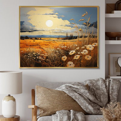 «Yellow Blue Prairies Whispers Patchwork II», reproduction sur toile
