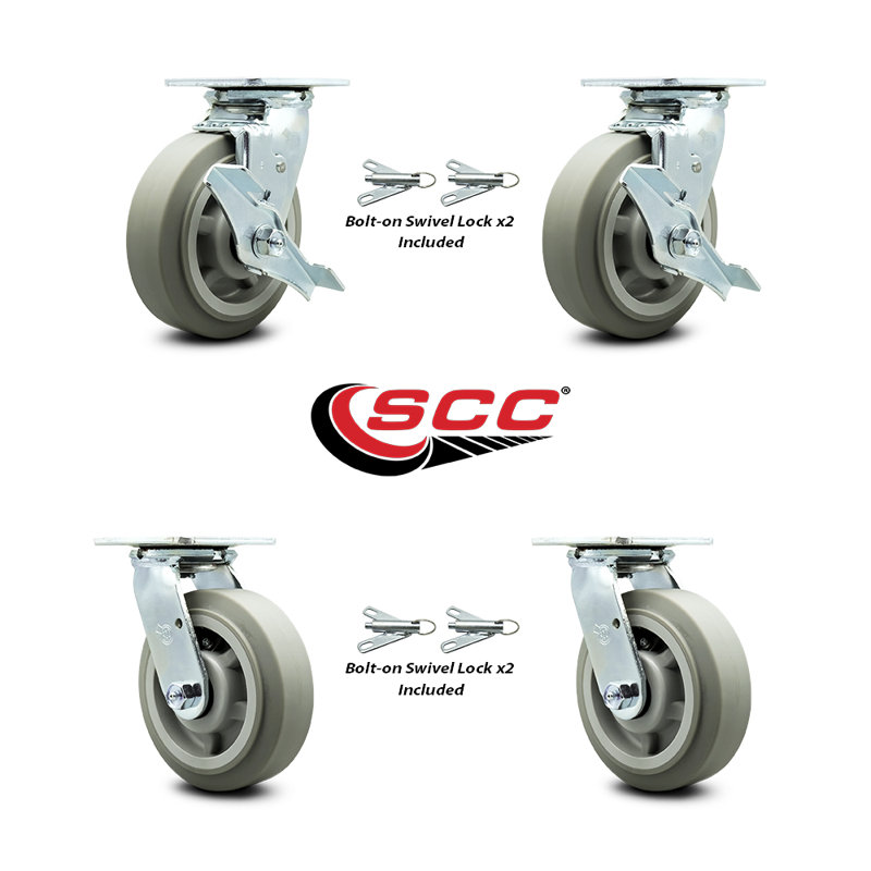 4-Piece Thermoplastic Rubber Caster Set