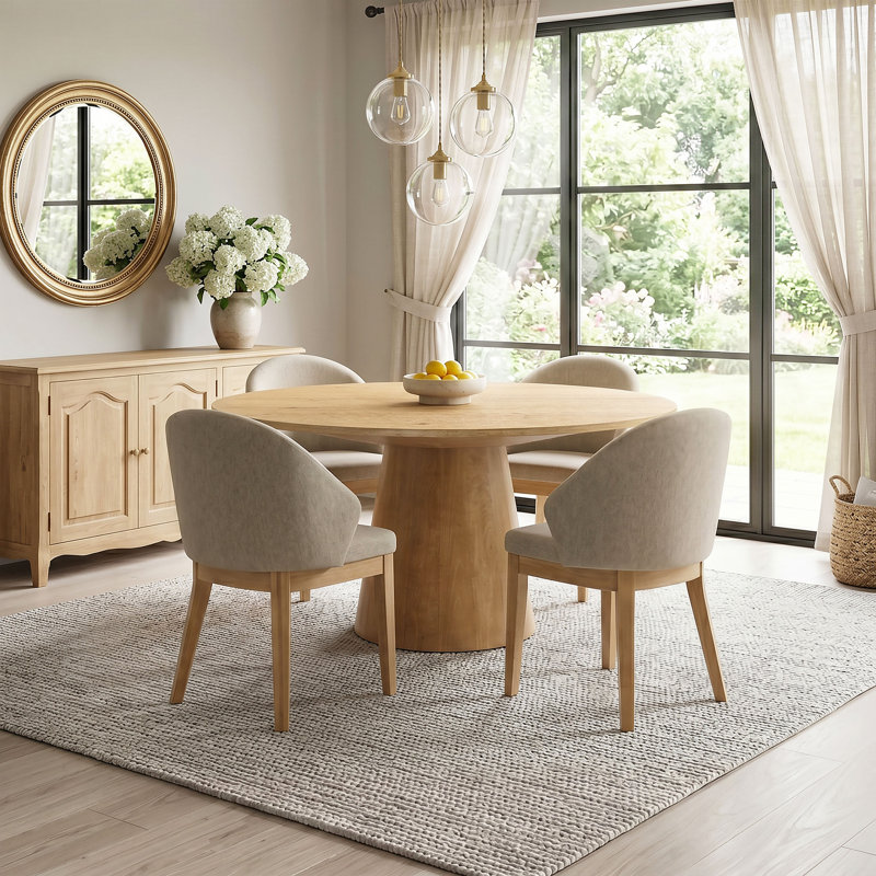 Ensemble de table de salle à manger Euna, 5 Pieces: Table, 4 Chairs, 30" H x 59" W x 59" D