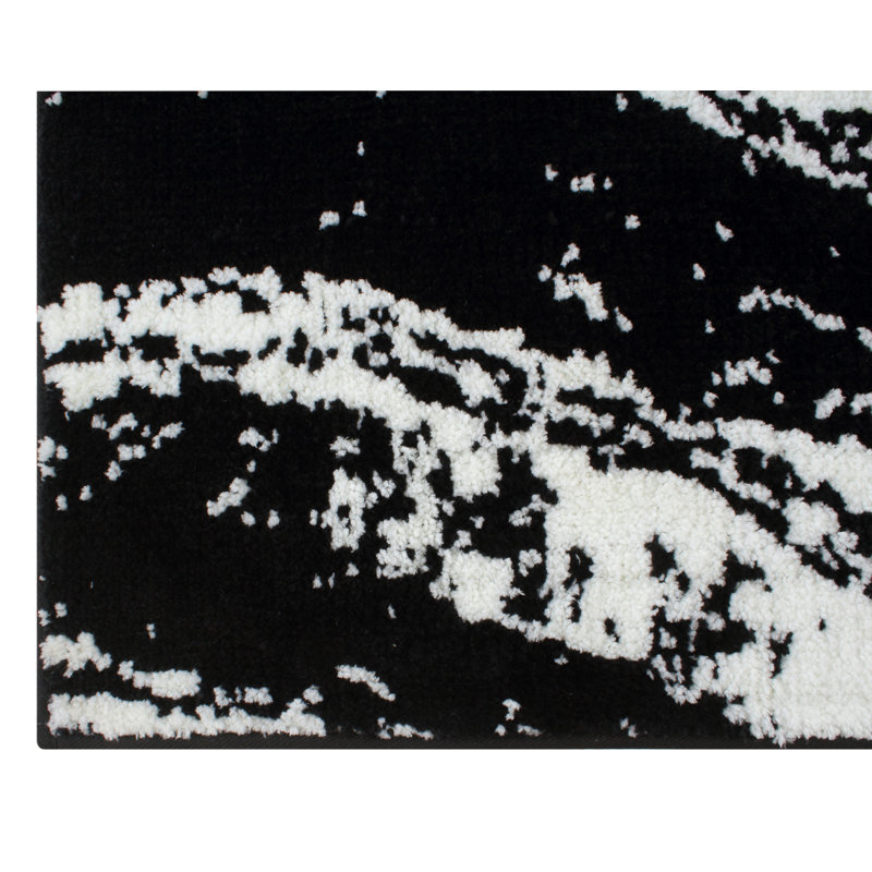 Marble Micro Knitted Bath Runner 22"x60", Black