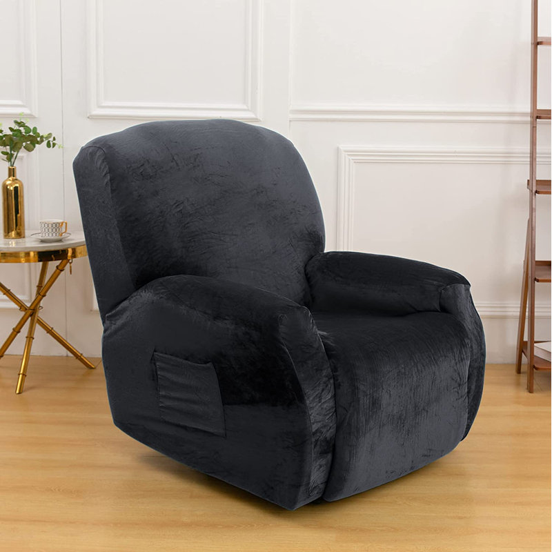 Housse pour fauteuil inclinable à coussins carrés / rectangulaires, Velours gris foncé