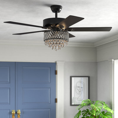 Trejo 52" Black Ceiling Fan with Light Kit and Reversible with Dimmable