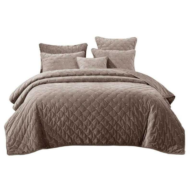 Velvet Coverlet, King Quilt + 2 Shams