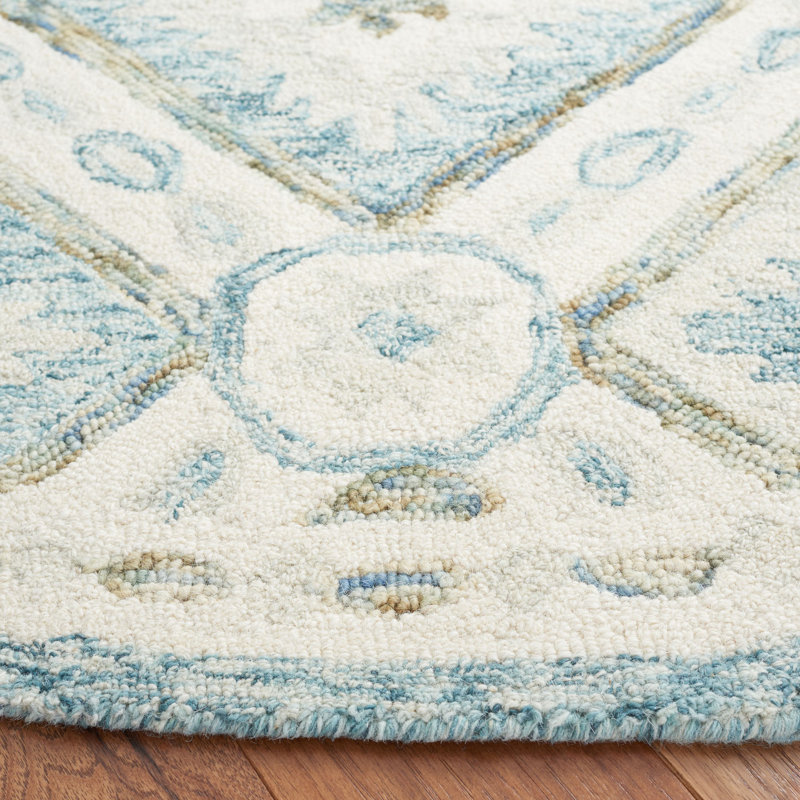 Martha Stewart Hand Tufted Wool/Cotton Moroccan Rug in Beige/Green/Yellow, Round 6"