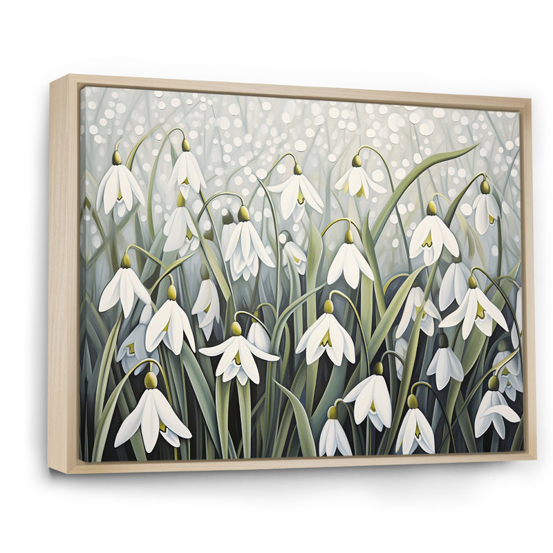 «Snowdrops Moonlit Whispers - Snowdrops», reproduction d'art sur toile, Cadre naturel flottant, H 24 po x l 32 po x P 1 po