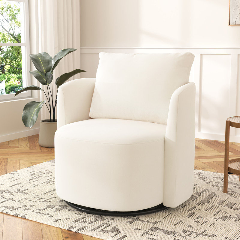 Swivel Accent Chair, Beige Chenille
