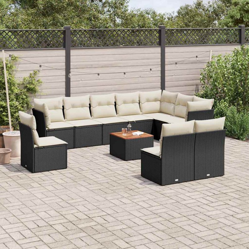Ensemble de canapé de jardin Vidaxl noir, blanc crème