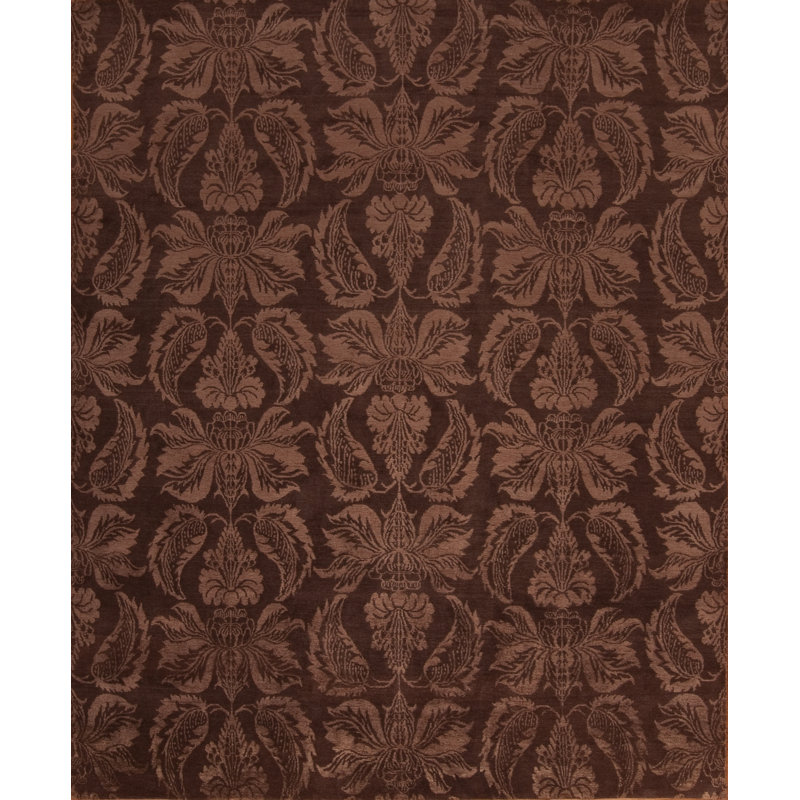 Modern Tibet Handmade Silk and Wool Floral Area Rug, Rectangle 4' x 6'