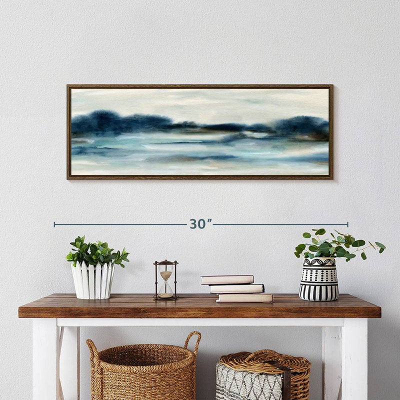 Vue panoramique sur la baie, 28 po x 10 po, Cadre flottant noyer
