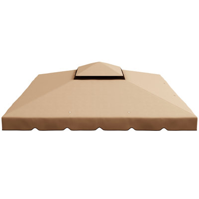 Khaki Gazebo Replacement Canopy 9.8' X 9.8', Double Vented Roof For Outdoor Canopy, With Top