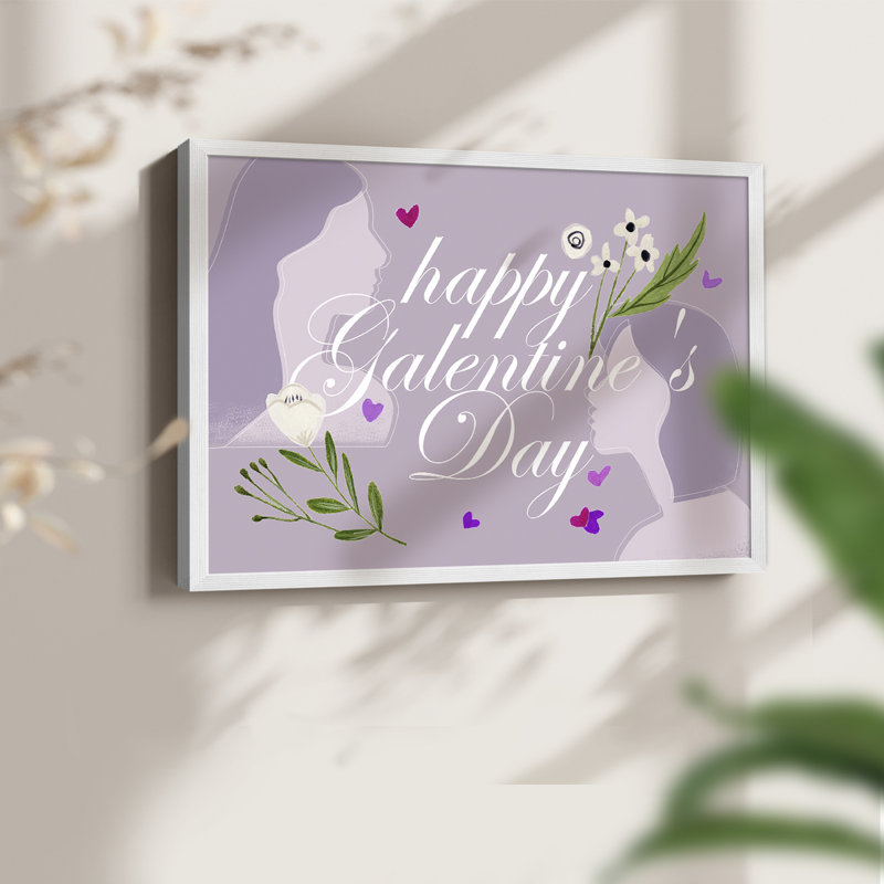 «Happy Galentine's Day» - Reproduction encadrée - Restickable, H 11 po x l 14 po, Blanc