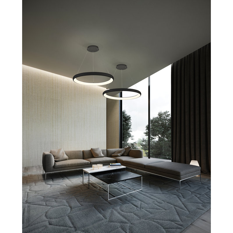 Cortana Sleek Black Aluminum 32'' LED Drum Pendant Light