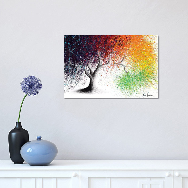Rainbow Season Tree by Ashvin Harrison - Print on Canvas, 66.04 cm H x 45.72 cm W x 3.175 cm D, Wrapped Canvas