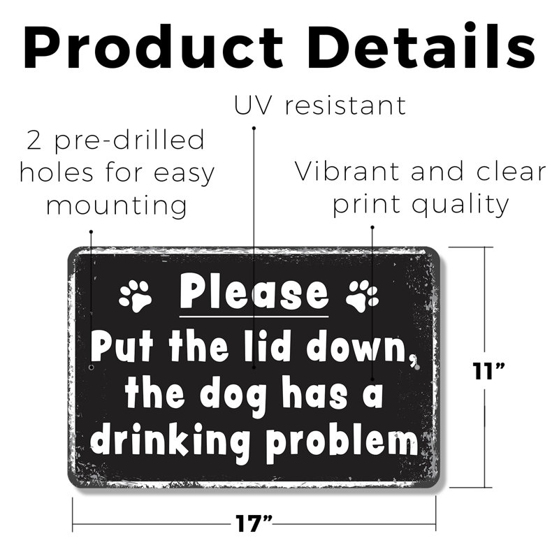 Enseigne en plastique Put The Lid Down 11 po x 17 po